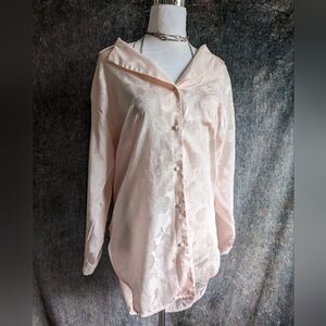 Vintage Satin Peach Intimates Sleep Shirt